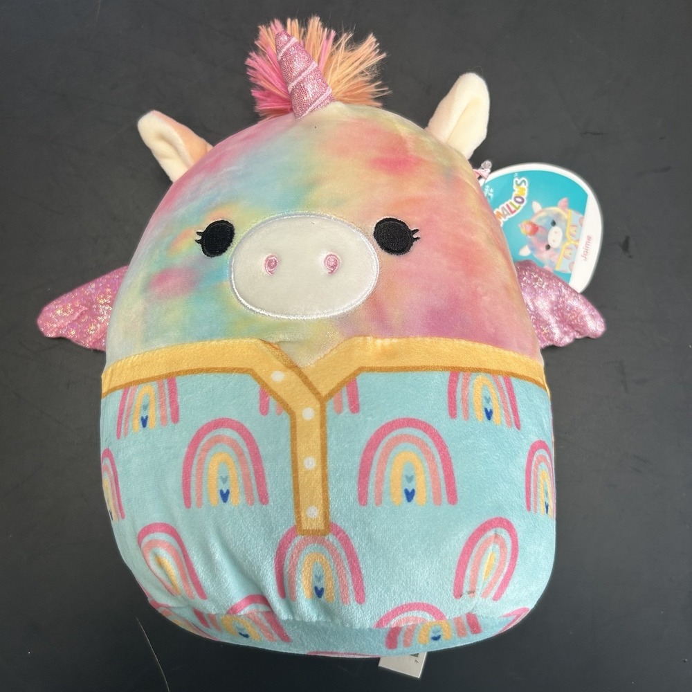 NEW Squishmallow "Jaime The Rainbow Pegasus" Unicorn in Pajamas 8" Plush NWT